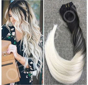 Clip On Deluxe Drept Black Collection Balayage # 1b Grey