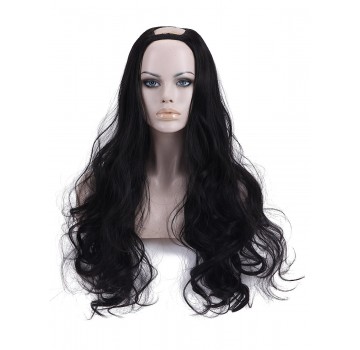 Semiperuca Par Natural U Part Negru Natural Ondulat 2